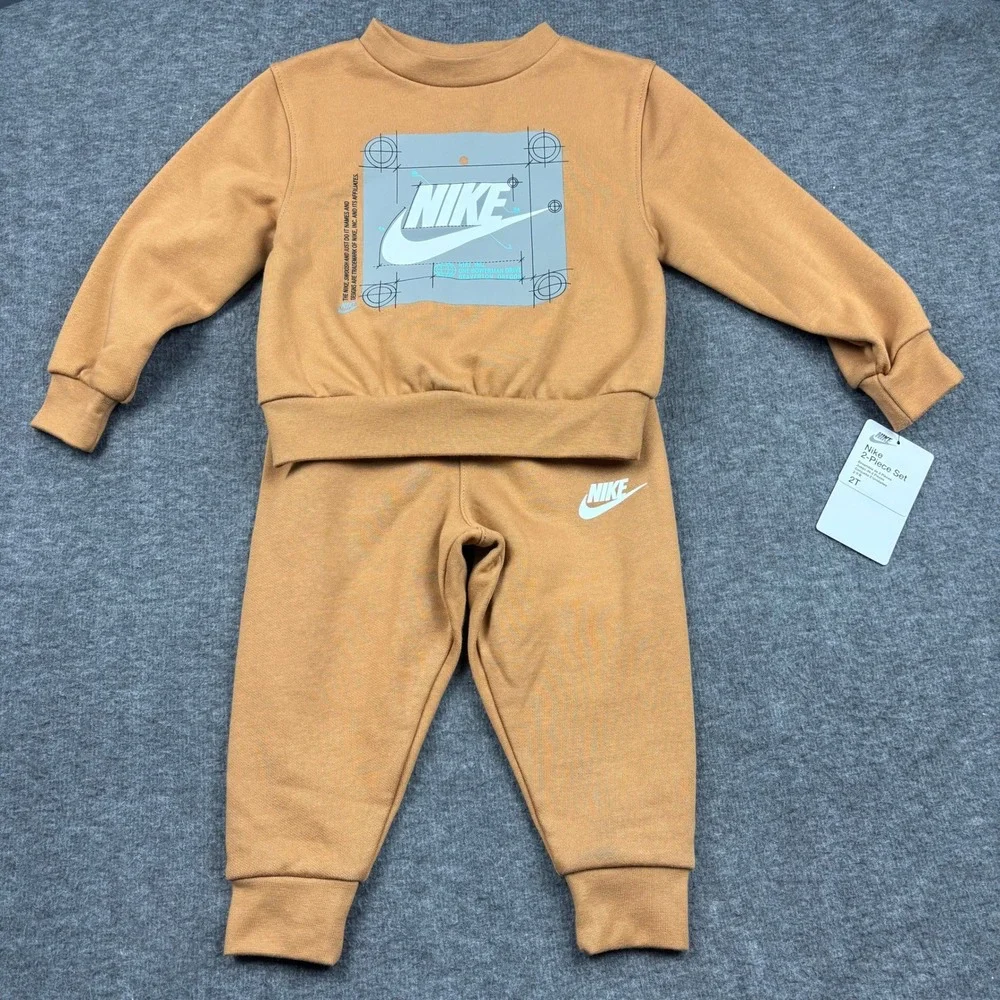 NWT Nike Toddler 2T‎ Matching Sweatshirt Jogger Set Dark Mustard Logo Play *READ - Picture 2 of 12